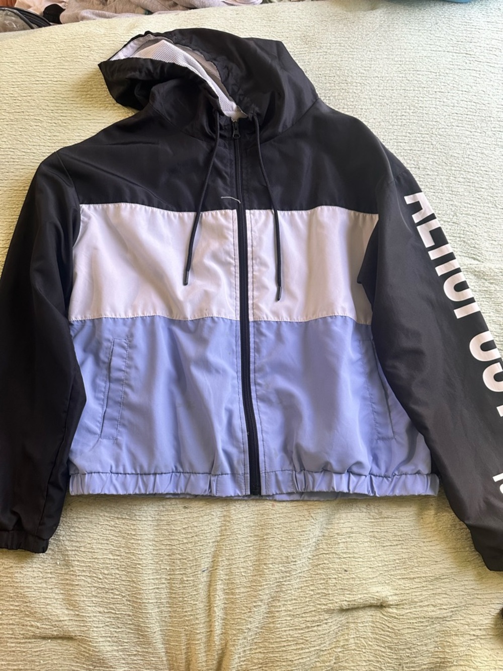 Aeropostale Black, White & Light Purple Colorblock Hooded Jacket